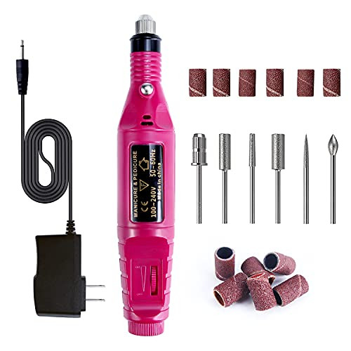 Beieyou Portable 20000rpm Electric Nail Drill Acrylic Nail File Kit Toenail Sanders Polishing Machine Pedicure Machine with Drill Bits for Acrylic Nail Gel Remover Thick Nails Nail Care Red