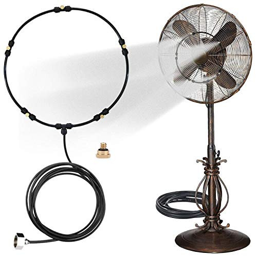 Outdoor Misting Fan Kit for a Cool Patio Breeze,Water Mister Spray for Cooling Outdoor,19.36FT -5.9M- Misting Line  plus 5 Brass Mist Nozzles  plus a Brass Adapter-3/4- Fit to Any Outdoor Fan