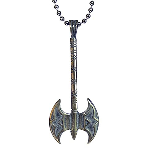 Babarian Axe Jewelry Double Edged Axe Medieval Knight Gladiator Fighter Viking Warrior Pewter Men's Pendant Necklace Protection Amulet Wealth Money Lucky Charm Safe Travel Talisman w Silver Ball Chain Babarian Axe Jewelry Double Edged Axe Medieval Knight Gladiator Fighter Viking Warrior Pewter Men's Pendant Necklace Protection Amulet Wealth Money Lucky Charm Safe Travel Talisman w Silver Ball Chain