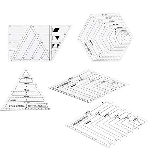 Quilting Templates Ruler Sewing Rulers Free Motion Fabric Ruler Racks Patchwork Tool Handmade Drawing Supplies Triangle, Hexagon, Trapezoid, 45 Degrees, 60 Degrees Ruler TOCYHF