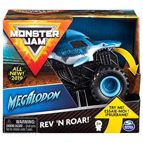 Monster Jam Official Megalodon Rev 'N Roar Monster Truck, 1:43 Scale