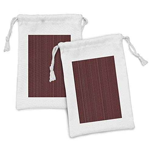 Lunarable Maroon Fabric Pouch Set of 2, Classical Striped Display with Thin Lines Modern Fashion Repetitive Abstract Pattern, Small Drawstring Bag for Toiletries Masks and Favors, 9" x 6", Maroon