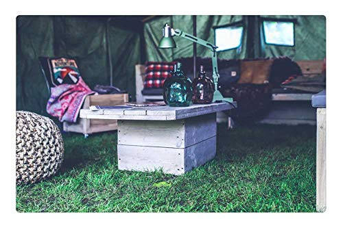 LESGAULEST Doormat Floor Rug/Mat -23.6 x 15.7 inch- - Interior Design Military Tent Wood Wooden Table