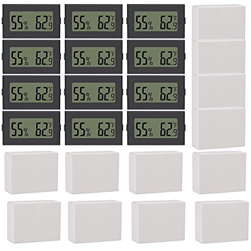 Elcoho 12 Pack Mini Hygrometer Thermometer LCD Display Thermometer Hygrometer Digital Electronic Temperature Humidity Meters Gauge for Greenhouse