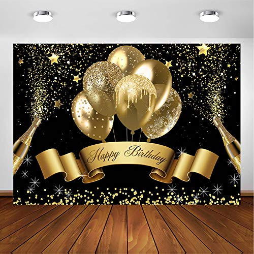 Avezano Glitter Gold Balloon Birthday Backdrop for Girls Women Happy Birthday Party Banner Photography Background Photoshoot Black Gold Bday Party Photoshoot Decoration -7x5, Gold and Black- Avezano Glitter Gold Balloon Birthday Backdrop for Girls Women Happy Birthday Party Banner Photography Background Photoshoot Black Gold Bday Party Photoshoot Decoration -7x5, Gold and Black-