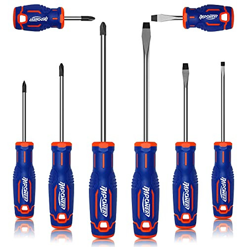 InPower Screwdriver Sets, Magnetic Screwdrivers Set 8 PCS Includes Phillips Head Screwdriver and Flat Head Screwdriver, 4 Slotted and 4 Phillips Screwdrivers for Home Repair, Improvement, Craft.