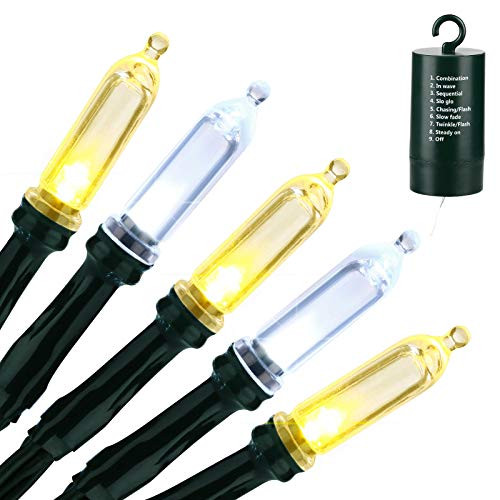 Battery String Lights, 33ft 100 LED Mini String Lights with 8 Modes  and  Timer, Waterproof Battery Operated Fairy Lights for Garden, Party, Holiday, Patio, Christmas Decorations-White, Warm White-