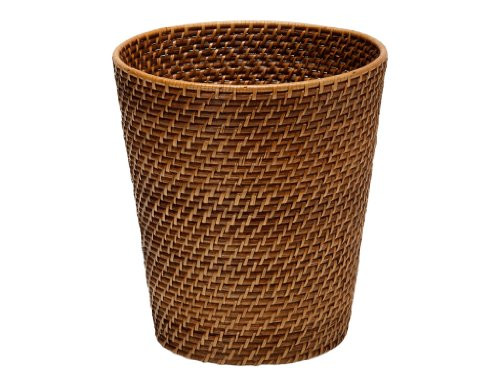 KOUBOO 1030011 Round Rattan Waste Basket, 10.25" x 10.25" x 11", Honey Brown