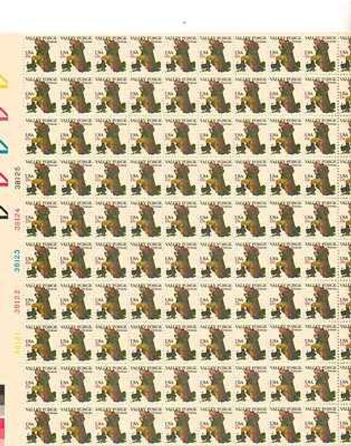 USPS Valley Forge Christmas Sheet of 100 x 13 Cent US Postage Stamps Scott 1729 USPS Valley Forge Christmas Sheet of 100 x 13 Cent US Postage Stamps Scott 1729