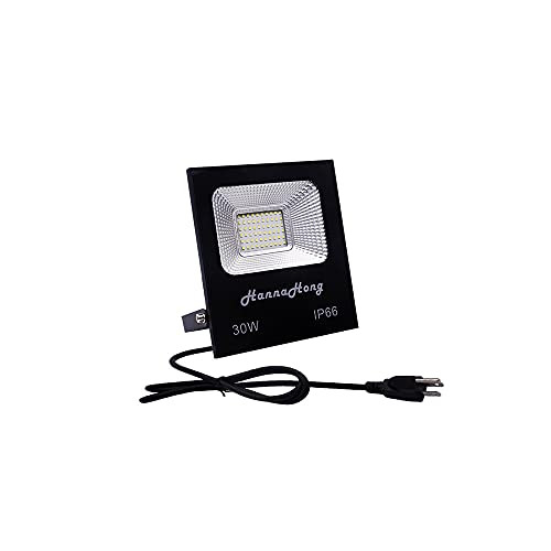 HANNAHONG 30W LED Flood Light with Plug,3000lm Super Bright Security Lights, IP66 Waterproof Outdoor Work Light, 6000K Daylight White Spotlight for Eave, Porch, Garage, Patio, Yard, Garden, Lawn HANNAHONG 30W LED Flood Light with Plug,3000lm Super Bright Security Lights, IP66 Waterproof Outdoor Work Light, 6000K Daylight White Spotlight for Eave, Porch, Garage, Patio, Yard, Garden, Lawn