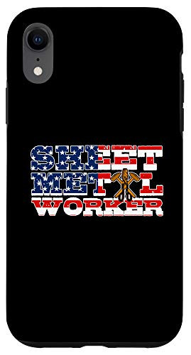 iPhone XR Sheet Metal Worker Gifts Patriotic American Flag Case