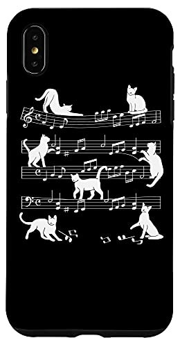 iPhone XS Max Music Sheet Cats Funny Playing Notes Musician Case
