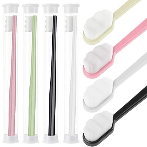 Extra Soft Toothbrush for Sensitive Gums, Micro Nano Manual Toothbrushes with 20000 Soft Floss Bristle for Pregnant Women, Elderly, Adult, Kid, Braces and Gum Recessions -Black White Green Pink- Extra Soft Toothbrush for Sensitive Gums, Micro Nano Manual Toothbrushes with 20000 Soft Floss Bristle for Pregnant Women, Elderly, Adult, Kid, Braces and Gum Recessions -Black White Green Pink-