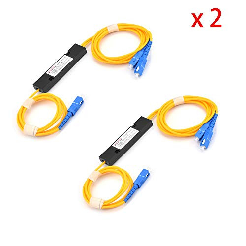 Guantai FBT Fiber Optic Splitter, PLC Splitter Module Singlemode 1M,SC Port -2PCS 1x2 SC/UPC-