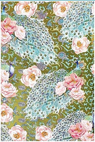Punch Studio Gold Foil Continuous Gift Wrap Roll Wrapping Paper ~ Peacock Peonies 62582