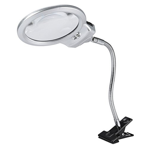 ohcoolstule Lighted Desktop Magnifier, Large Lens Table Desk Lamp Lighted Magnifier Magnifying Glass with Light Clamp for Hobby, Crafts, Inspection, Books