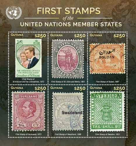 2015 First Stamps UN Members, St. Vincent  and  The Grenadines to Sweden, Collectible Sheet of 6 Stamps, Mint Never Hinged