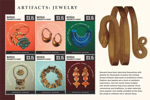 2015 Artifacts - Jewelry, Collectible Sheet of 6 Stamps, Mint Never Hinged