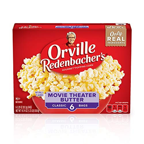 Orville Redenbacher's Movie Theater Butter Microwave Popcorn, Gluten Free, 3.29 Ounce Classic Bag, 6-Count, Pack of 6