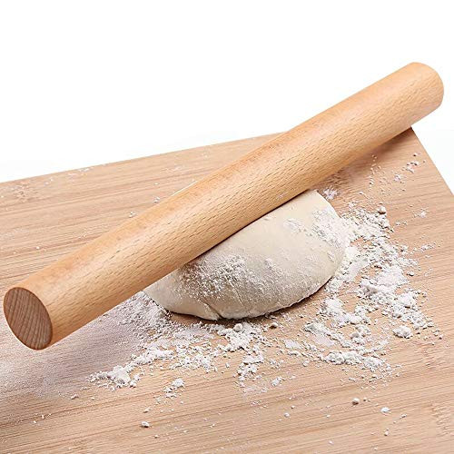Wooden Rolling Pin for Baking Pizza making, Professional Dough Roller Rolling Pins Wood, 15-3/4-Inch by 1-1/4 Inch, Beech Wood for Baking Pizza, Clay, pasta, Cookies, Roller Pins Baking (RollingPin)