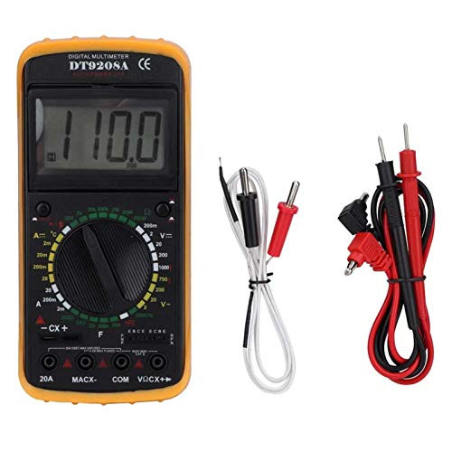 Fydun Digital Multimeter DT-9208A Handheld LCD Multimeter HD Display with Backlight AC DC Volt Amp Ohm Capacitance Hz Temp Tester