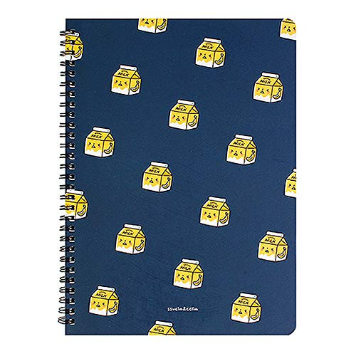 Convenience Store Foods Ruled Spiral School Stationery Notebook 1PC : 4 Designs -Navy-