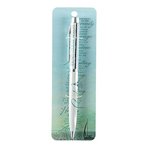 The Serenity Prayer Sailboat Calm Ocean Blues Metal Ballpoint Pen, Pack of 4