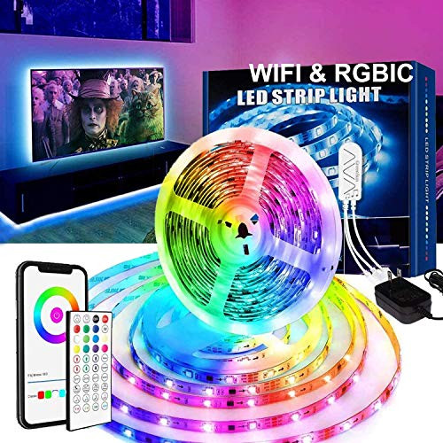 LED Strip Lights 32.8 Ft RGBIC WiFi Wireless Smart Music Sync Work with Remote Alexa Google App Control Bedroom Kitchen Party Living Room Christmas Dreamcolor?GreenSun? LED Strip Lights 32.8 Ft RGBIC WiFi Wireless Smart Music Sync Work with Remote Alexa Google App Control Bedroom Kitchen Party Living Room Christmas Dreamcolor?GreenSun?