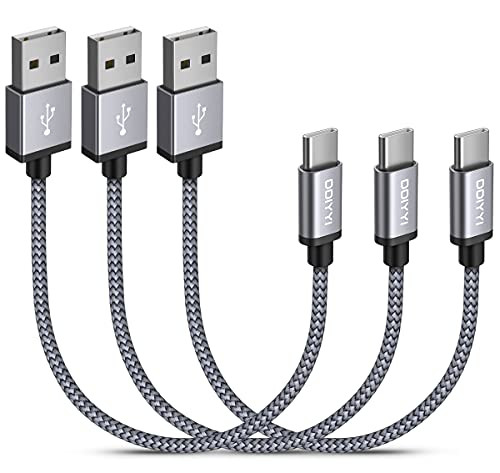 Short USB C Cable 1ft [3 Pack-, USB A to USB C Cable, Type C Phone Charger Cord Braided Fast Charging, Compatible with Samsung Galaxy S21 S20 S10 S9 S8 Plus, Note 20 10 9 8 Ultra, A51 A50 A21 A20 A10e
