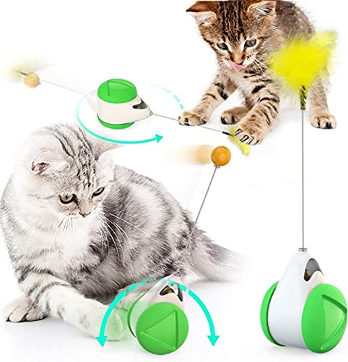 ZCX Cat Balance Swing Car Cat Chase Toys,Interactive Teasing Cat Toy Cat Feather Toys for Indoor Cats,Self Rotating Ball Roller Catnip Pet Toy for Kitten Kitty Entertainment Hunting Exercise pet Toy