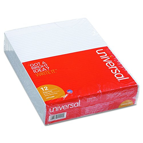 Universal Glue Top Writing Pads, Narrow Rule, Letter, White, 50-Sheet Pads/Pack, Dozen -41000-