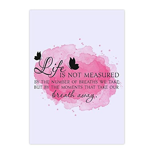 Cards and Envelopes Set Blank, Life Is Not Measure by The Number of Breaths We Take Greeting Card for Birthday All Occasion 7x10 Inches