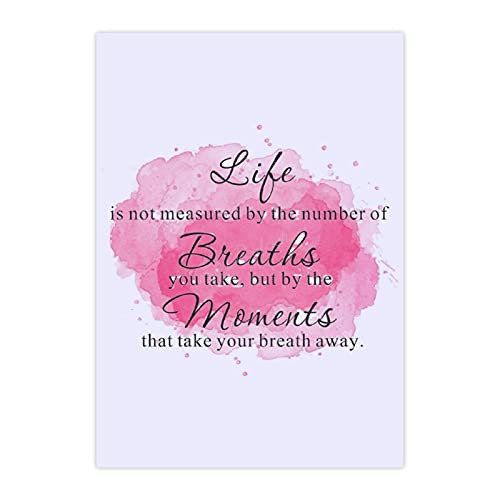 Cards and Envelopes Set Blank, Life Is Not Measure by The Breaths Greeting Card for Birthday All Occasion 7x10 Inches