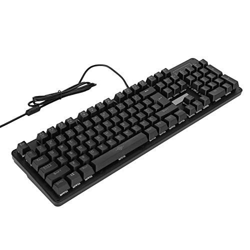 Wired Keyboard, USB Desktop 104 Keys Plug and Play Gaming Keyboard, Computer Accessory for Computer Mechanical Switch Design Laptop-Black -104 Key Green Shaft--