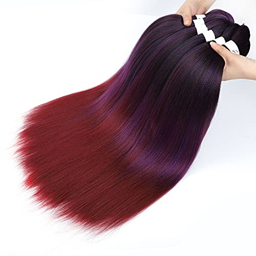 Pre-stretched Braiding Hair Easy Braid Professional Itch Free Synthetic Fiber Corchet Braids Yaki Texture Hair Extensions 6 packs Braid Hair -26 inch, 1B/Purple/900-