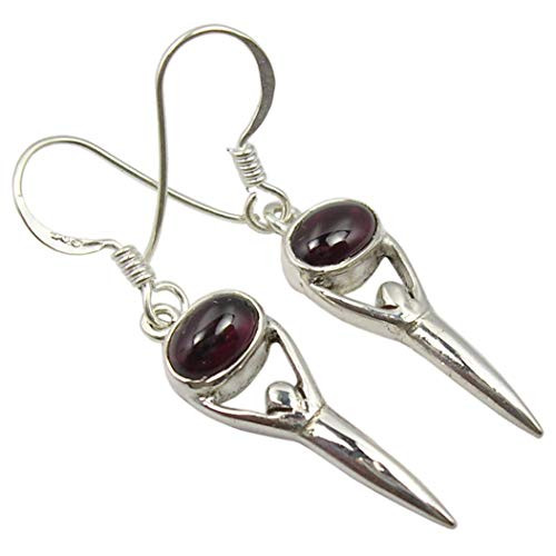 SilverStarJewel 925 Solid Silver 5 x 7 mm Garnet January Birthstone Earrings 1.5" SilverStarJewel 925 Solid Silver 5 x 7 mm Garnet January Birthstone Earrings 1.5"