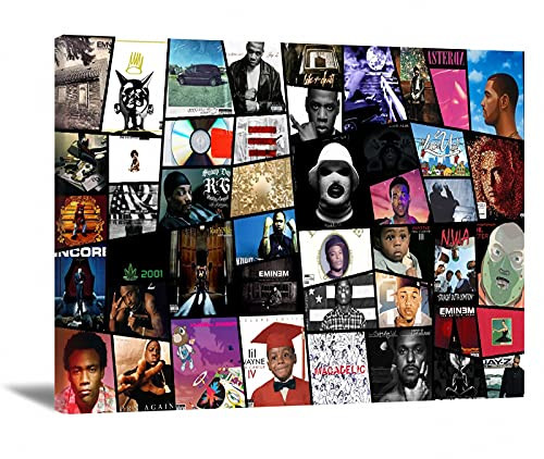 J Cole Poster Prints Wall Art Rap Music Star Canvas Painting NWA Big J Cole Drake Collage for Living Room Wall Painting Hip Hop Big J Cole Albums Art Wall Pictures for Home Decor 24x16in Frameless