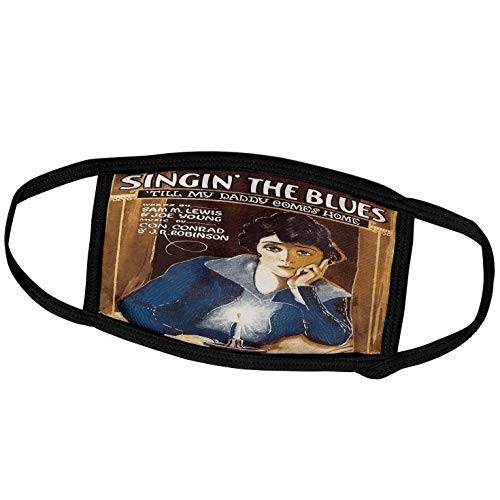 3dRose Vintage Singin The Blues Till My Daddy Comes Home Song Sheet. - Face Covers -fc-126351-2-