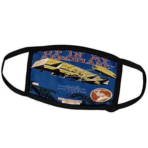 3dRose Up in My Aeroplane Song Sheet Cover with Biplane Flying in The. - Face Covers -fc-154826-3-