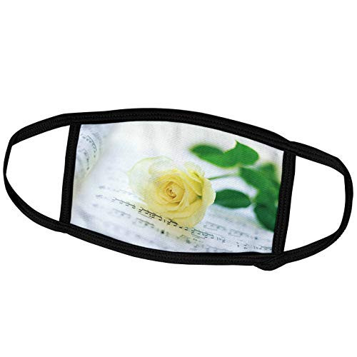 3dRose Florene Flower - Yellow Rose On Sheet Music - Face Covers -fc-80321-3-