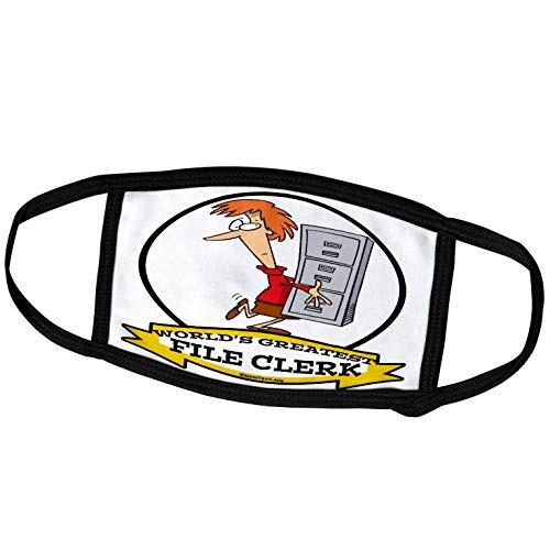3dRose Dooni Designs Worlds Greatest Cartoons - Funny Worlds Greatest File Clerk Cartoon - Face Masks -fm-103177-3-
