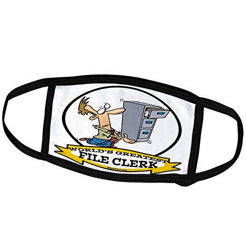 3dRose Dooni Designs Worlds Greatest Cartoons - Funny Worlds Greatest File Clerk Male Cartoon - Face Masks -fm-103178-2-