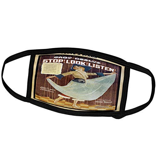 3dRose BLN Vintage Song Sheet Covers - Stop Look Listen Lyrics and Music by Irving Berlin - Face Masks -fm-154822-2-