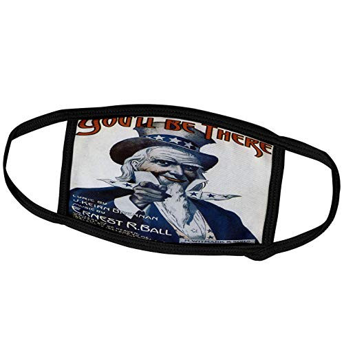 3dRose BLN Vintage Song Sheet Covers - Youll Be There with Uncle Sam Vintage Song Sheet Cover - Face Masks -fm-156858-3-