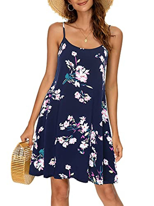 MSBASIC Navy Floral Dress Cute Skater Casual Summer Dress for Women Ms6216-56 L MSBASIC Navy Floral Dress Cute Skater Casual Summer Dress for Women Ms6216-56 L