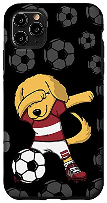 iPhone 11 Pro Max Dabbing Golden Retriever Latvia Soccer Fans Jersey Football Case iPhone 11 Pro Max Dabbing Golden Retriever Latvia Soccer Fans Jersey Football Case