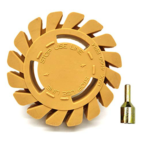 juman Rubber Eraser Wheel with Drill Adapter  Pinstripe, Double Sided Adhesive, Vinyl Decal, Graphics Removal Tool