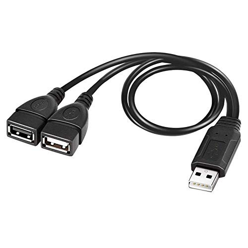 Lysee Data Cables - IG-USB Splitter Cable, USB 2.0 A Male to Dual USB Female Jack Y Splitter Charger Cable - -Color: Black-