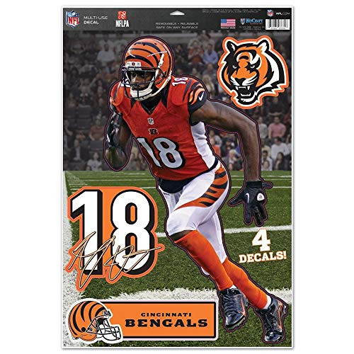 NFL Cincinnati Bengals A.J. Green Multi-Use Decal Sheet, 11"x17", Team Color