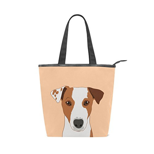 ALAZA Tote Canvas Shoulder Bag Jack Russell Terrier Dog Womens Handbag ALAZA Tote Canvas Shoulder Bag Jack Russell Terrier Dog Womens Handbag